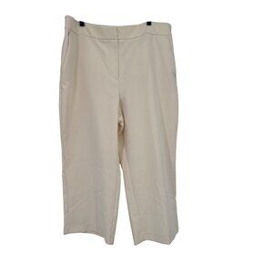 Ann Taylor ivory Dress Pants Stretch Trouser wide Leg Slacks size 18 cropped